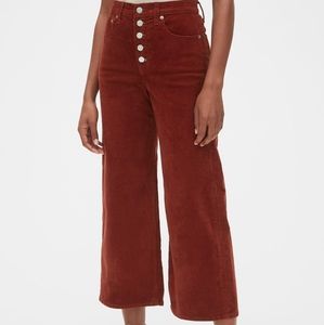 Rust/Orange Cropped Wide Leg Corduroy Pants